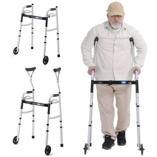 Foldable Senior Walker with Arm Support & Wheels